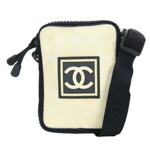 Chanel Sport Line Shoulder Bag A22059 with Coco Mark, Jacquard Nylon, Ivory a...